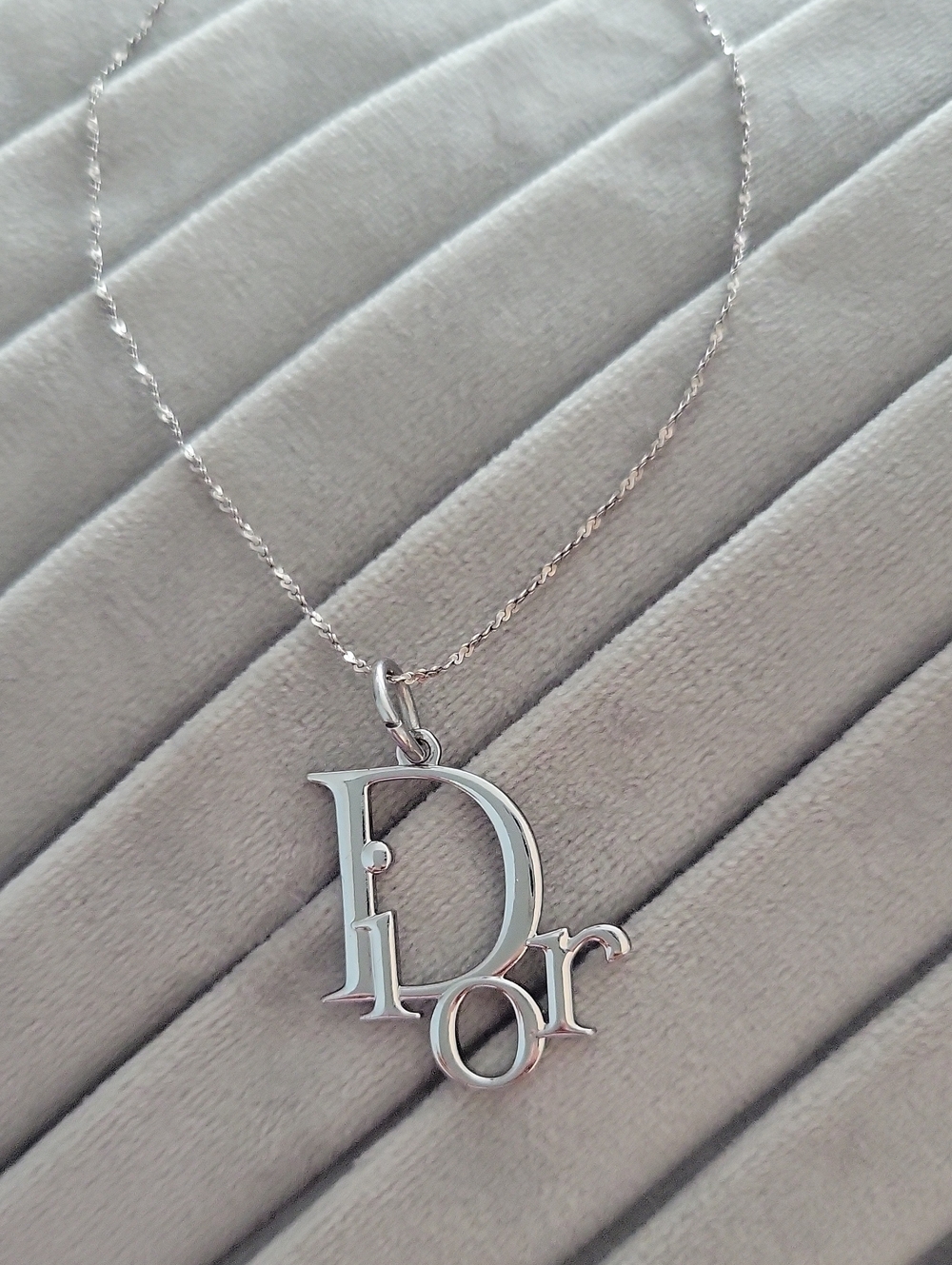 Dior Silver-tone Logo Pendant Charm